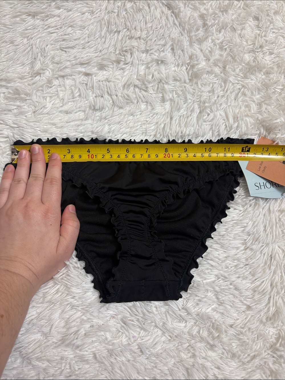 NWT Shade & Shore Black Ruffle Trim Low Rise Cheeky Scrunch Butt Swim Bottoms XS - Picture 10 of 11